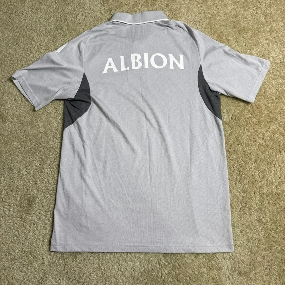 Adidas Albion SC Mens Polo Small Gray Soccer Jersey 3 Stripe